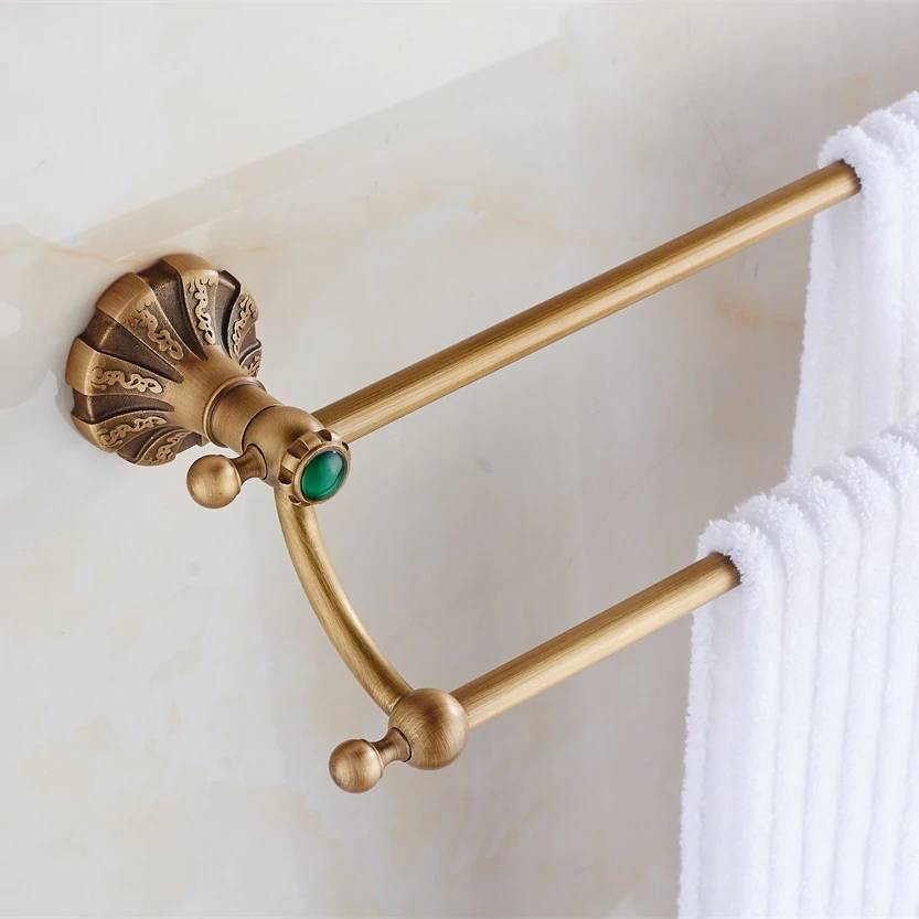 Luxury Antique Bronze Finish Toilet Brass Double Towel Bar Vintage ...