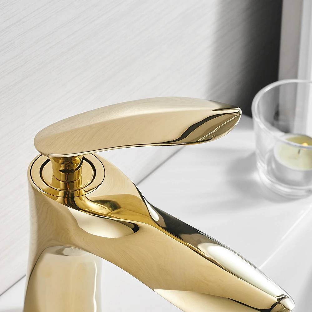 Luxury Basin Faucets Elegant Gold Bathroom Faucet Hot and Cold Water ...