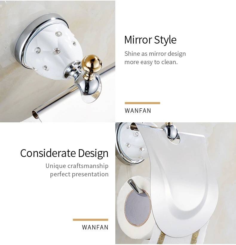 Luxury Gold Toilet Paper Holder with diamond Roll Holder Tissue Holder Solid Brass Bathroom ...