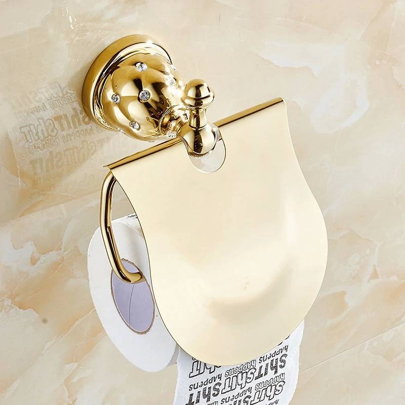 Luxury Gold Toilet Paper Holder with diamond Roll Holder Tissue Holder ...