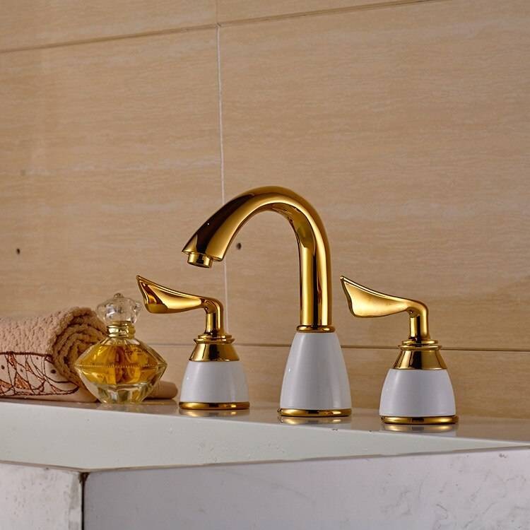 Luxury Luxury 3 Piece Set Faucet Bathroom Mixer Deck Mounted Sink Tap ...