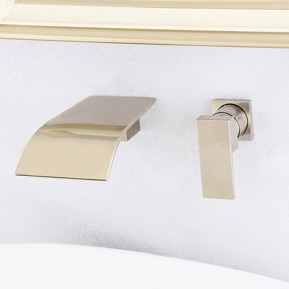 Luxury Milly Wall Mounted Waterfall Spout Single Handle Bathroom Sink ...