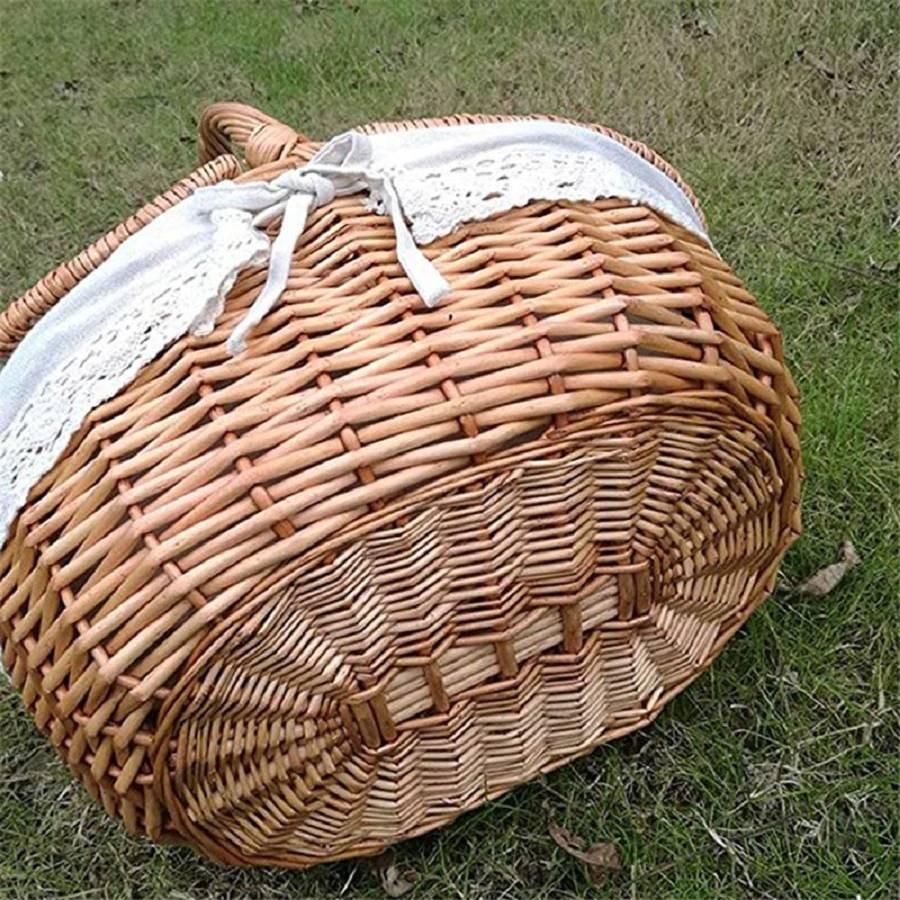 Picnic Essentials STBoo Willow Picnic Basket For 4 - Insulated Cooler Hamper With Folding Table (Beige) Picnic Basket With Blanket