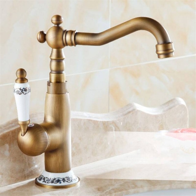 Yadianna European Antique Kitchen Washing Ceramic Faucet Bathroom Wash Basin Rotating Sink Sink Hot and Cold Retro Faucet Bronze Beautiful Practical Yadianna European Antique Kitchen Washing Ceramic Faucet Bathroom Wash Basin Rotating Sink Sink Hot and Cold Retro Faucet Bronze Beautiful Practical