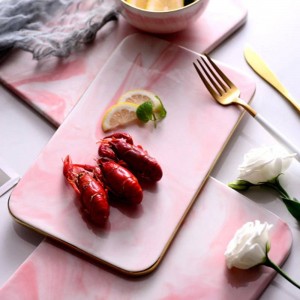 10/12inch Ceramic Marble Dinner Plate for Bread Pizza Chopping Board For Fruit Cutting Flat Rectangle Tray Steak Dish Tableware