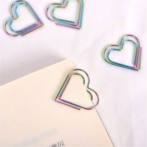 12pcs Nordic Office Plating Heart Shape Storage Clip Chic Ins Wrought Iron Cute Mini Document Bookmark Storage Clip Sealing Clip