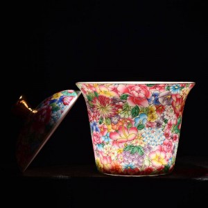 175ml Hand Painted Enamel Color Gaiwan Ceramic Porcelain Drinkware Office Kung Fu Tea Set Tea Bowl with Lid Kit Gifts
