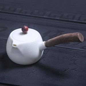 180ml Brief White Teapot Ceramic Jade Porcelain Natural Wood Handle Pot Tea Maker Kettle Kung Fu Tea Set Drinkware Craft