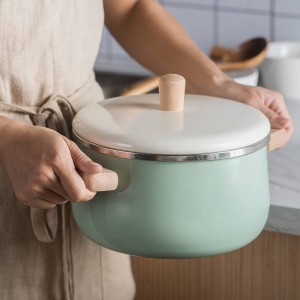 1.8L/3.3L Porcelain Milk Pot Enamel Cooking Pan Non-stick Soup Pot With Lid Induction Cooker Gas Stove Cookware