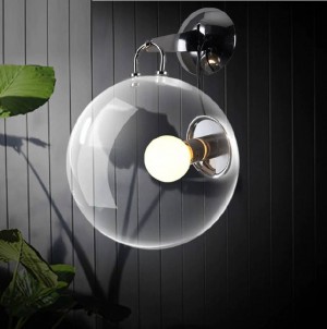 1 PCS clear glass shade wall lamp Bar light Industrial light for Hotel room project bedroom Cafe glass ball wall lighting