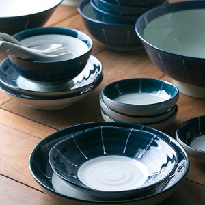 1 Person/ 2 Person/ 6 Person Ceramic Tableware Sets Deep Blue Color Ceramic Bowls Long Sushi Japanese Porcelain Dinner Set