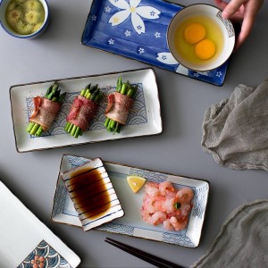 1PC 10 inch Japanese Style Dinner Plate Ceramic Sushi Set Fish Dishes Tableware Rectangle Home Barbecue Dishes Sauce Saucer