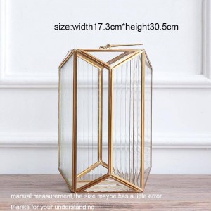 1PCS European Style Candle Holder Geometric Gold / Glass Cover Aromatherapy Candlestick Light Home Garden Hanging Decor Crafts