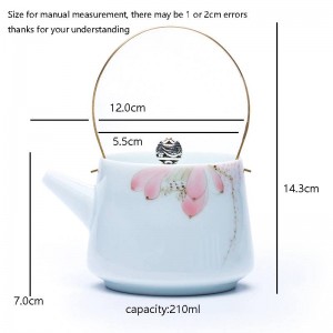 210ML Hand Painted Vintage Lotus Teapot with Creative Handle Filter Boiled Water Tea Kettle Kung Fu Tea Set Art Gifts