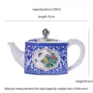 230ml Ceramic Porcelain Handgrip Teapot Hand Painted Pattern Ball Holes Kung Fu Tea Kettle Household Drinkware Gifts