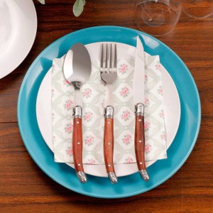 24pcs Laguiole Style Dinnerware set Stainless steel Flatware Set Wood Handles Steak Knife Fork Spoon Set Christmas Cutlery Gift