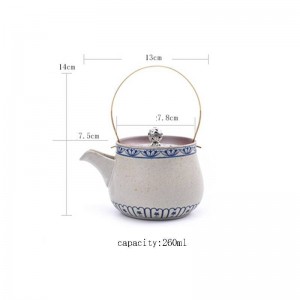 260ML Vintage Pattern Ceramic Pottery Teapot Home Kung Fu Tea Set Creative Copper Handgrip Pot Coffee Milk Kettles