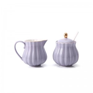 2PCS/Lot 200ml Brief Ceramic Porcelain Handle Milk Pot with Sugar Jar Kit Office Garden Afternoon Tea Teapot Home Drinkware Gift