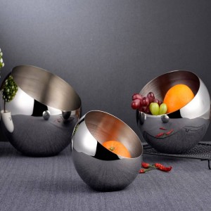 304 silver stainless steel oblique bowl Buffet seasoning tank Box of spherical countertop fruit bowls Dried fruit snack dish