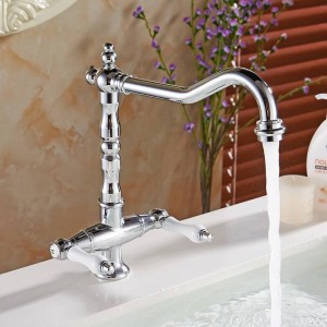 360 Degree Swivel Solid Brass Chrome Bathroom Mixer Cold and Hot Kitchen Tap Single Hole Water Tap Kitchen Faucet LH-6036L