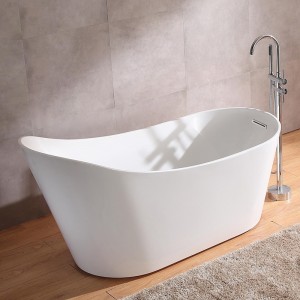 67" Acrylic Freestanding Soaking Bathtub in White with Chrome Reversible Drain & Overflow for Bathroom