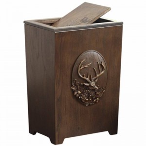 6L Wood Carving Trash Can Eco-Friendly Double Layer Dustbin Trash Bin Storage Bucket For Living Room Kitchen Car Rubbish Bins