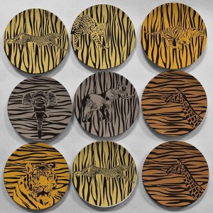 Africa Wild Animal Giraffe Tiger Eopard Stripe Painting Wall Hanging Plate Home Furnishing Decorative Ceramic Craft Plates