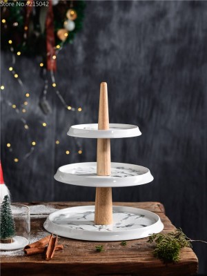 Afternoon tea snack rack ceramic marble 3 layer fruit plate living room home multi-layer cake dessert table display stand