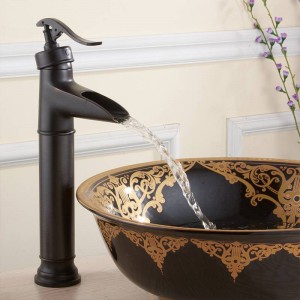 Basin Faucets Antique Brass Waterfall Bathroom vessel Sink Faucet Single Handle Hole Deck Wash Mixer Water Tap WC Taps ZLY-1909