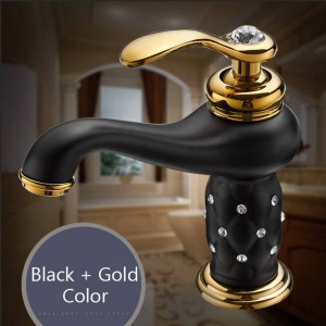 Basin Faucets Brass with Diamond Bathroom Faucet Gold Mixer Tap Single Handle Hot & Cold Washbasin Tap torneiras banheiro 7301K