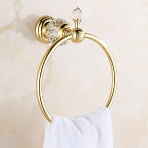 Bath Hardware Sets European Style Hook on the Wall Luxury Crystal Brass Paper Holder Gold Bathroom Hangings Towel Ring HK00