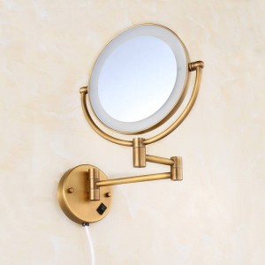 Bath Mirrors Brass Antique 8" Round Wall Mirrors of Bathroom Light LED Mirror Folding Cosmetic Vintage Mirror 2068F