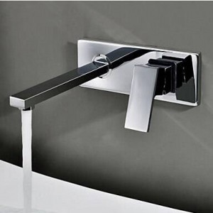 bathroom basin sink tub wall mounted square chrome brass mixer tap faucet