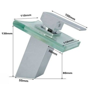 Bathroom faucet sink basin mixer tap chromed brass square glass waterfall Faucet BF036