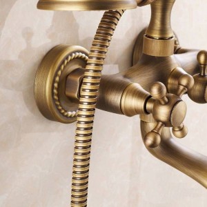 Bathtub Faucets Antique Wall Mounted Bathroom Bath Shower Faucets Brass Brushed Bathtub Faucet With Hand Shower Torneiras 6762F