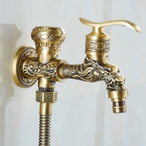 Bidet Faucets Wall Mounted Bathroom Hygienic Shower Sprayer Antique Brass Water Faucet Airbrush Toilet Washing Machine Tap WF556