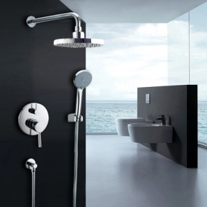 Brewst Wall Mounted Rain Shower Head & Handshower Set in Polished Chrome Valve Included