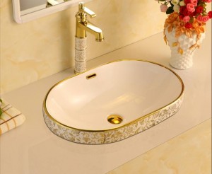 Semi Embedded Europe Vintage Style Art wash basin Ceramic Counter Top Wash Basin Bathroom Sinks bathroom basin bowl oval