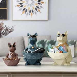 Cat Dog Figurines Resin Moden Crafts Animals Miniature cute ornaments for Home office decoration Storage bowl Carved Collectible