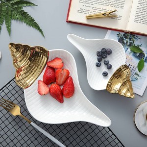 Ceramic Soup Bowl Tableware Conch Type Fruit Plates Dessert Dish Candy Tray Simple and Creative Salad Cutter Bowl