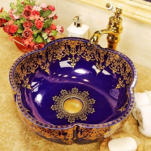  Artistic Europe Style Counter Top porcelain wash basin bathroom sinks ceramic art painted ceramic bathroom sinks