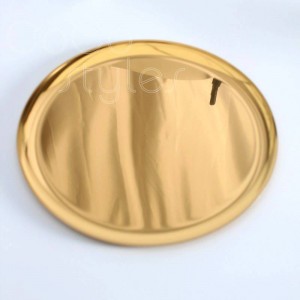  InsFashion super beautiful round handmade gold smooth brass tray for modern home decor and wedding party events