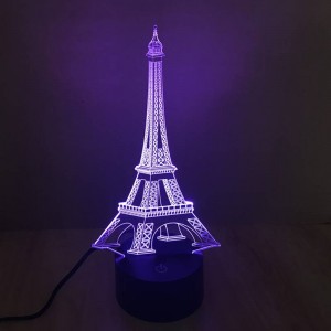 Colorful Eiffel Tower 3D table lamp creative 3D illusion night lights touch switch 7 color gradient deco LED desk lamp as gift