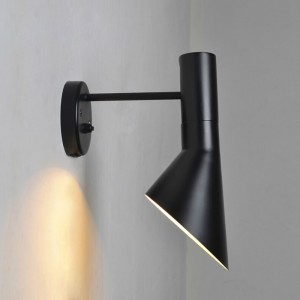 Contemporary Black 1-Light Metal Tiltable Wall Lamp & Cone Shade