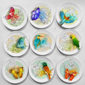 Creative Design Flowers and Birds Animal Pattern Decoration Hanging Plate Rustic Home Decorations The New Southeast Designer