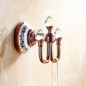 Crystal Robe Hook,Clothes Hook Brass Chrome Finish,Elegant Bathroom Hardware Robe Hooks,Bathroom Accessories 6306