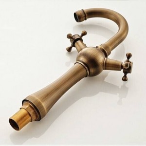 Double Handles Antique Brass Faucets Bathroom Basin Brass Sink Faucet Crane Mixer Tap AF1009