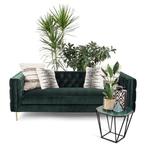 Elegant Green Velvet Upholstered Sofa Button Tufted 3-Seat Living Room Sofa with Stainless Steel Base Pillows Included
