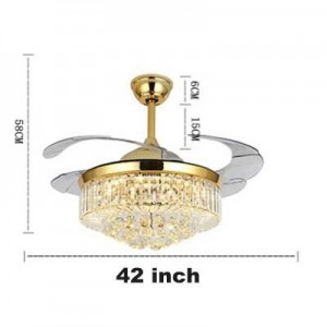 Europe crystal pendant lights Gold luxury LED droplight with fan function hotel foyer bedroom lighting K9 crystal decoration