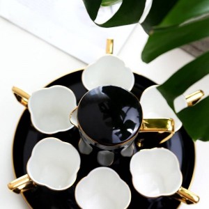 European Bone Coffee Cup Set tea cup set Black/white Water cup teapot Afternoon Teacup party coffee cups set wedding Gift